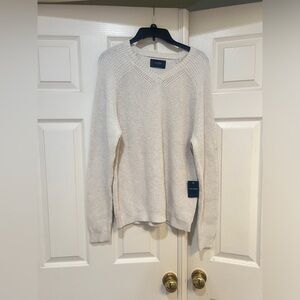 Lucky Brand Cream Cotton Knit‎ Cloud Soft V-Neck Sweater Men’s Large Winter Fall